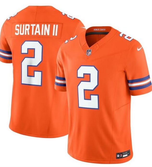Men Denver Broncos #2 Surtain II 2024 Nike Limited NFL Jersey style->boston red sox->MLB Jersey